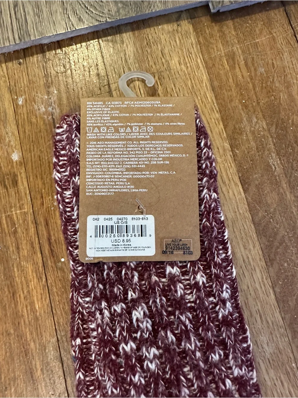American Eagle Women’s Boots Socks- Maroon and Grey